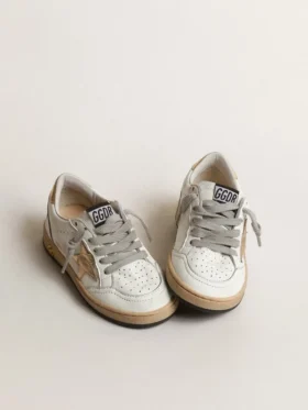 Ball Star Young con stella e linguetta sul tallone in pelle metallizzata dorata