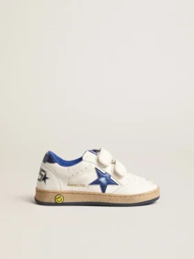 Ball Star Young con stella in pelle blu metallizzata e linguetta sul tallone