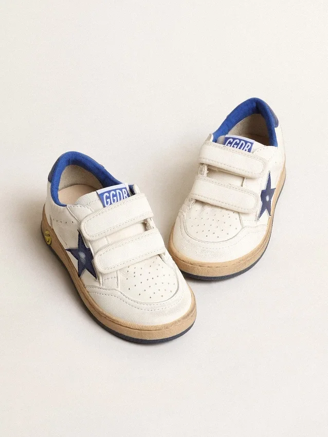 Ball Star Young con stella in pelle blu metallizzata e linguetta sul tallone