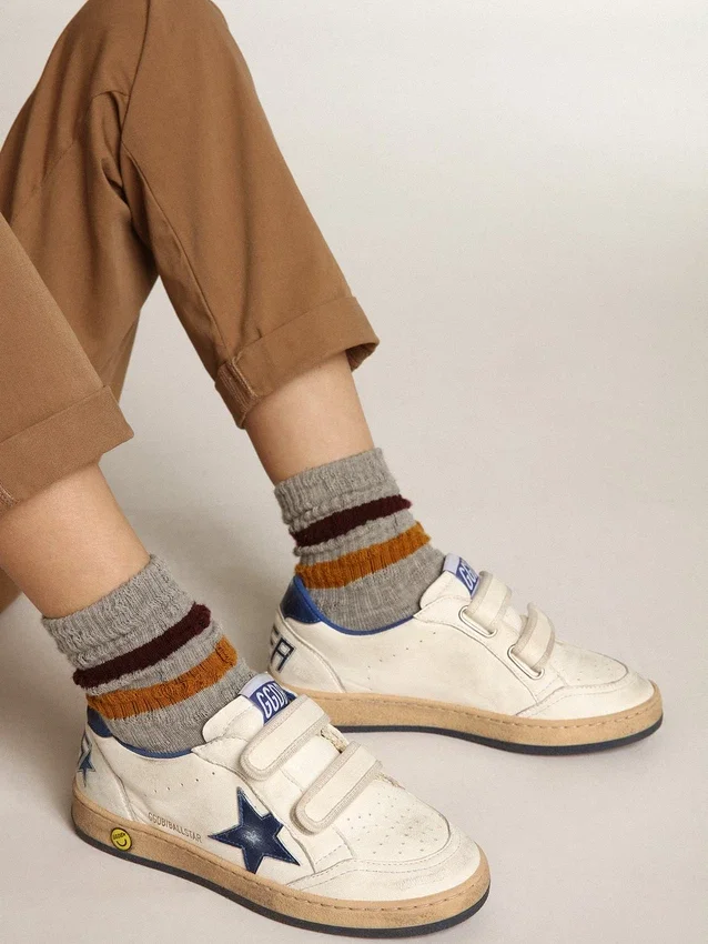 Ball Star Young con stella in pelle blu metallizzata e linguetta sul tallone