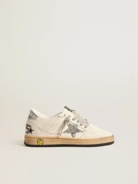 Ball Star Young in nappa con stella glitterata argento e linguetta sul tallone