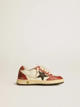 Ball Star Young in nappa con stella nera e inserti in pelle rossa