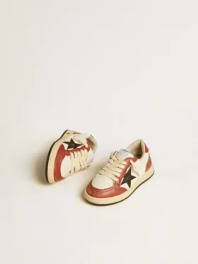 Ball Star Young in nappa con stella nera e inserti in pelle rossa