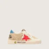 Ball Star Young in pelle scamosciata beige con stella rossa e linguetta sul tallone azzurra