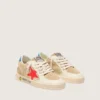 Ball Star Young in pelle scamosciata beige con stella rossa e linguetta sul tallone azzurra