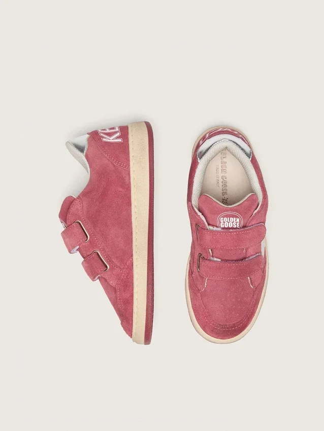 Ball Star Young in pelle scamosciata rossa con stella in pelle bianca e linguetta sul tallone argento metallizzato