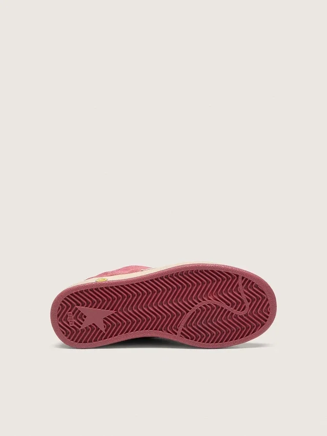 Ball Star Young in pelle scamosciata rossa con stella in pelle bianca e linguetta sul tallone argento metallizzato