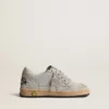 Ball Star Young in versione glitterata con inserti in pelle scamosciata grigio ghiaccio