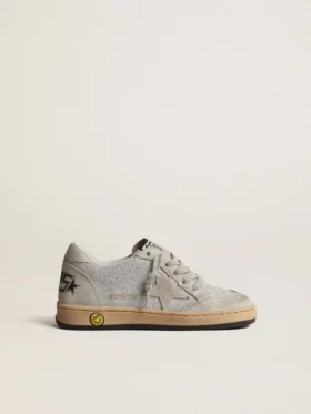 Ball Star Young in versione glitterata con inserti in pelle scamosciata grigio ghiaccio
