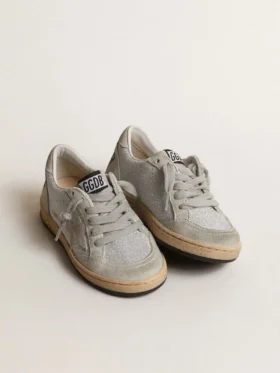 Ball Star Young in versione glitterata con inserti in pelle scamosciata grigio ghiaccio