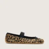 Ballerine Étoile in pelle di pony con stampa leopardata, stella ricamata nera e cinturino elastico