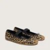 Ballerine Étoile in pelle di pony con stampa leopardata, stella ricamata nera e cinturino elastico