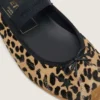 Ballerine Étoile in pelle di pony con stampa leopardata, stella ricamata nera e cinturino elastico