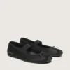 Ballerine Étoile in raso nero con stella ricamata nera e cinturino elastico