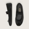Ballerine Étoile in raso nero con stella ricamata nera e cinturino elastico