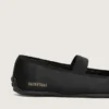 Ballerine Étoile in raso nero con stella ricamata nera e cinturino elastico