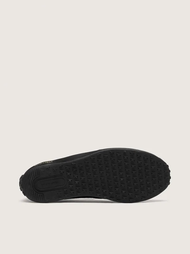 Ballerine Étoile in raso nero con stella ricamata nera e cinturino elastico