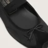 Ballerine Étoile in raso nero con stella ricamata nera e cinturino elastico