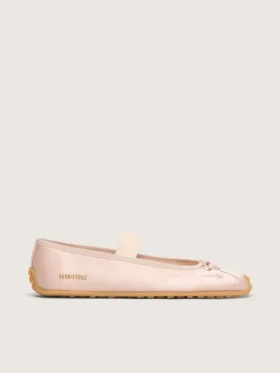 Ballerine Étoile in raso rosa cipria con stella ricamata rosa cipria e cinturino elastico