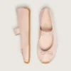 Ballerine Étoile in raso rosa cipria con stella ricamata rosa cipria e cinturino elastico
