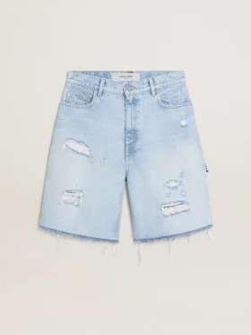 Bermuda da donna in denim effetto vissuto