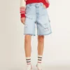 Bermuda da donna in denim effetto vissuto