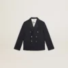 Blazer da bambino blu scuro a doppio petto con bottoni