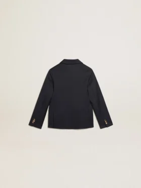Blazer da bambino blu scuro a doppio petto con bottoni