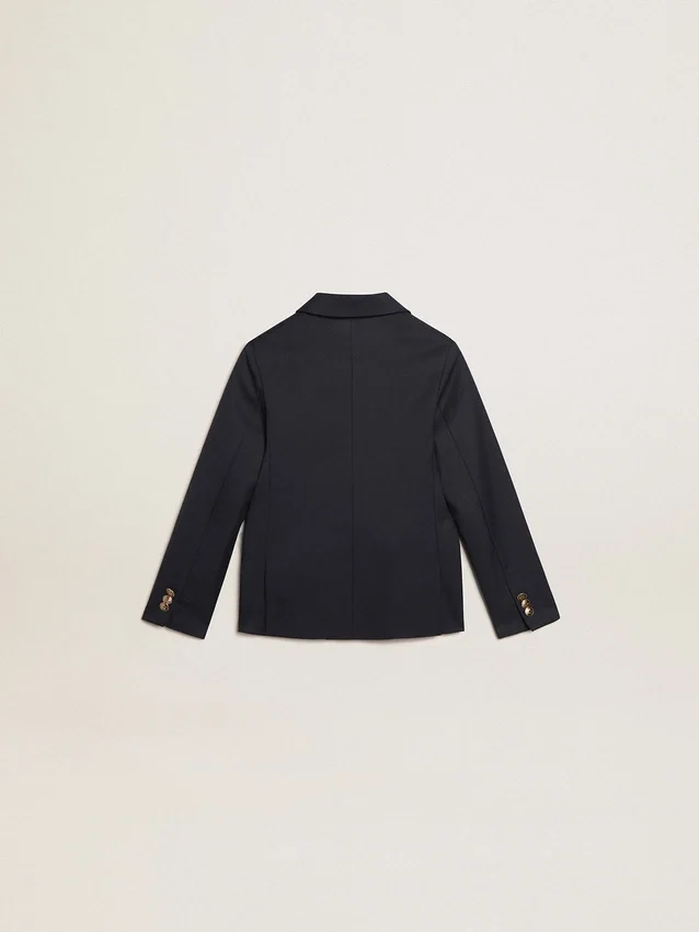 Blazer da bambino blu scuro a doppio petto con bottoni