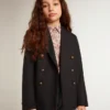 Blazer da bambino blu scuro a doppio petto con bottoni