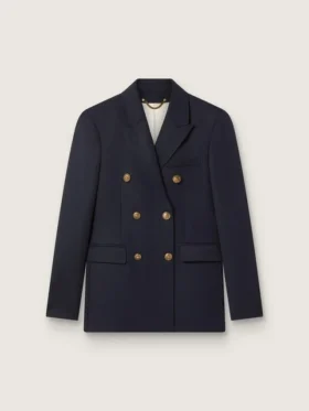 Blazer da donna blu scuro a doppio petto