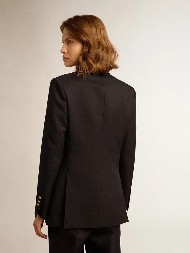 Blazer da donna blu scuro a doppio petto
