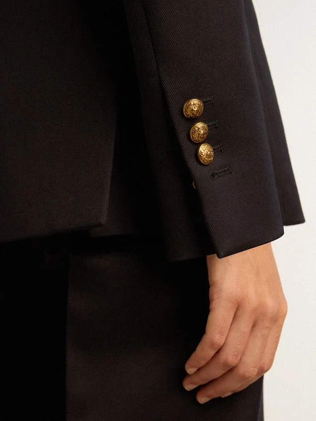 Blazer da donna blu scuro a doppio petto