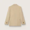 Blazer da donna doppiopetto color sabbia con bottoni araldici dorati