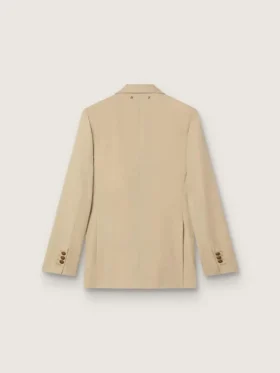 Blazer da donna doppiopetto color sabbia con bottoni araldici dorati