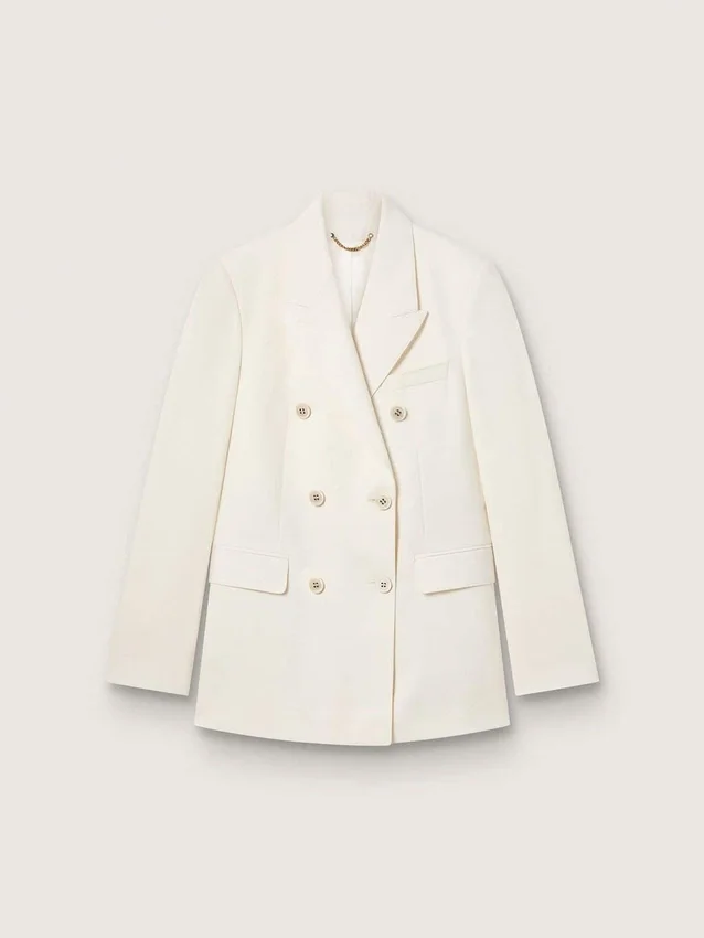 Blazer da donna doppiopetto in bianco invecchiato