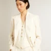 Blazer da donna doppiopetto in bianco invecchiato