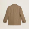 Blazer da donna monopetto in tessuto a spina di pesce color sabbia