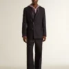 Blazer da uomo blu notte in lana a doppio petto