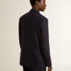 Blazer da uomo blu notte in lana a doppio petto