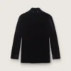 Blazer da uomo doppiopetto in velluto nero con revers in raso nero