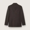 Blazer da uomo monopetto in lana marrone scuro con motivo a righe sottili