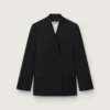 Blazer da uomo nero a doppio petto con chiusura a bottoni