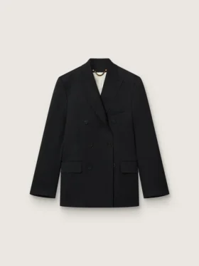 Blazer da uomo nero a doppio petto con chiusura a bottoni