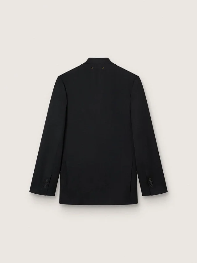 Blazer da uomo nero a doppio petto con chiusura a bottoni