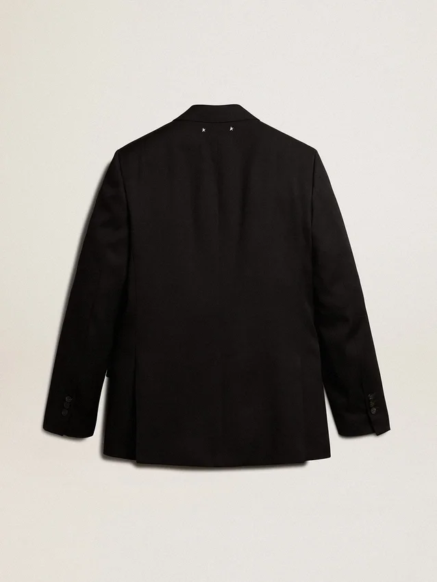 Blazer da uomo nero a doppio petto con chiusura a bottoni