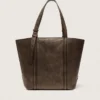 Borsa 24/7 East West in pelle marrone scuro effetto invecchiato