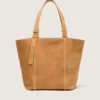 Borsa 24/7 East West in pelle scamosciata color cammello con frange