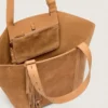 Borsa 24/7 East West in pelle scamosciata color cammello con frange