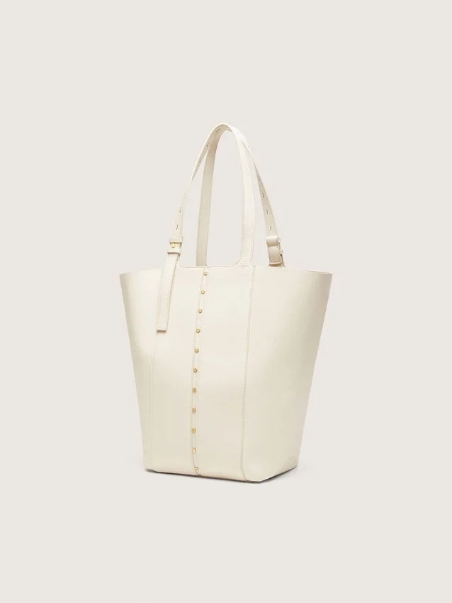 Borsa 24/7 North South in pelle color burro con manici regolabili